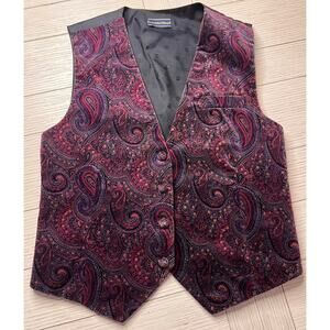 Preswick & Moore ladies adjustable back velvet vest. Paisley print. Rich berry M